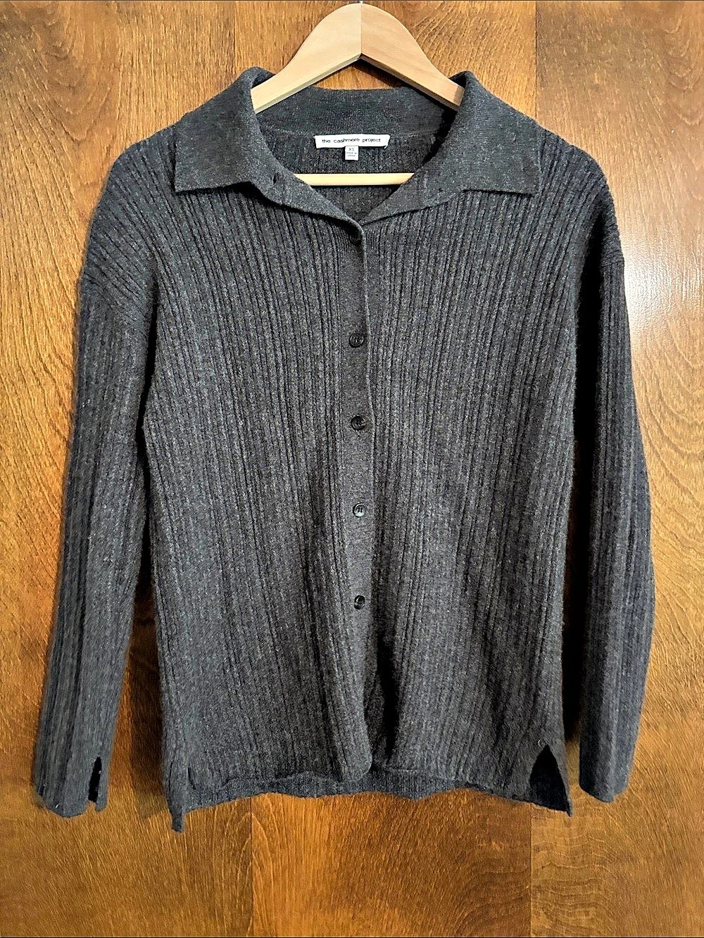 The cashmere project Ribbed Cashmere Polo Sweater